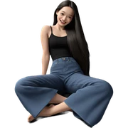 smiling girl with long hair sticker