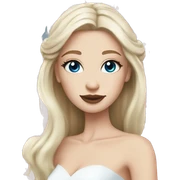 White bride with long light blonde hair and blue eyes with light pink peonies in hair white skin  sticker