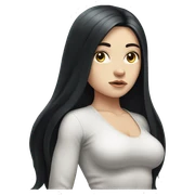 Pale girl with long black hair squatting weight sticker