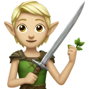 Androgynous, forest fairy, fairy wings, African, pointed elf ears, short blonde hair, vines, holding medieval sword sticker