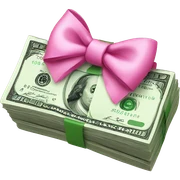 money with pink bow sticker