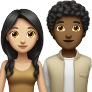 tan, long hair girl and white boy, black hair couple sticker