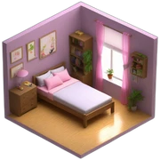 isometric-3d-cute-small-bedroom-teen-girl-interior sticker