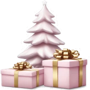 Light pink Christmas gifts under a white Christmas tree  sticker