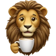 Lion drinking coffee sticker