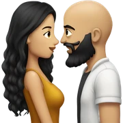 Bald man with black beard kissing girl with long black hair sticker