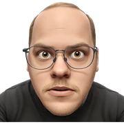 male with glasses indoors sticker