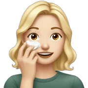 white girl applying cream on face sticker