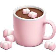 Light Pink mug of hot chocolate with marshmallows  sticker