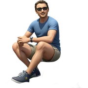 sitting boy by the ocean sticker