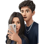 boy and girl selfie moment sticker