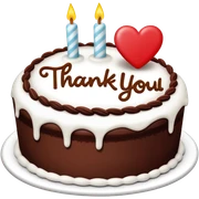 thank you written in frosting on a cake sticker