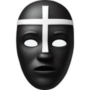 Black Mask  with  a striking 3D white crucifix  sticker