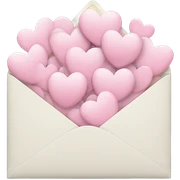 White Romantic enveloppe and pink pastel hearts sticker