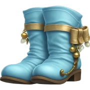 Realistic isolated light blue elf boots with bells. sticker