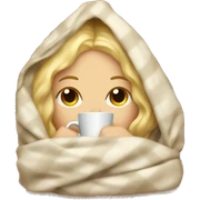 Blonde girl inside a blanket sipping coffee eyes closed sticker