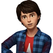 brown haired boy in plaid sticker
