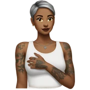 Woman getting a chest tattoo sticker