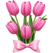Pink tulips with a bow sticker