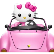 hello kitty in a pink porsche sticker
