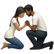 Woman on knees praying to man sticker