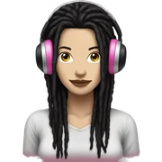 White woman with black dreadlocks and pink headphones, punk, grunge  sticker