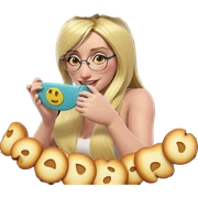 smiling girl with glasses parody sticker