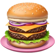 Pink plate with burger sticker