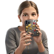 girl taking selfie with jewelry sticker