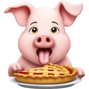 Pig eating pie sticker