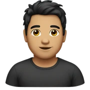 a boy fat with the hair for the shoulders and black hair sticker