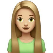 girl long straight hair light brown green eyes sticker