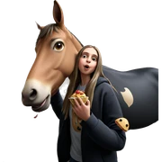 girl with food and animal sticker
