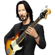 Keanu Reeves, bass player sticker