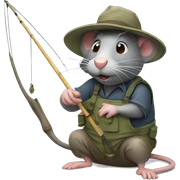 Rat fishing  sticker