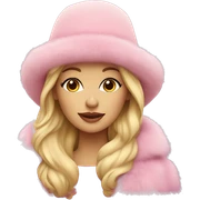 Blonde woman in pink fur hat and fur coat  sticker