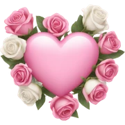 Pink heart with white and pink roses sticker