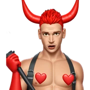 boy with horns and heart sticker