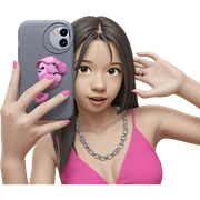 girl taking selfie with necklace sticker