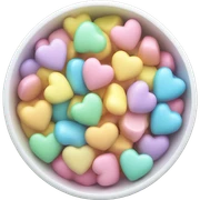 Bowl of pastel colorful heart shaped sweets sticker