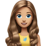 Barbie long brown hair blue eyes giving a peace sign sticker