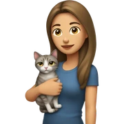 Mujer con gato pequeño pardo en brazos  sticker