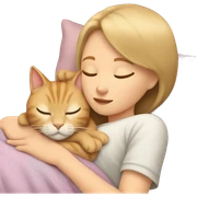 Beige cat sleeping with girl sticker
