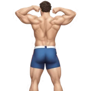 Henry cavill in a jock, backwards view, stretching glutes sticker