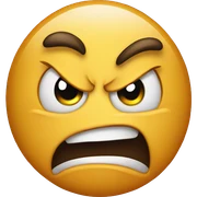Angry face with a heart sticker
