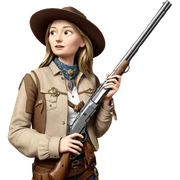 cowgirl with antique firearm sticker