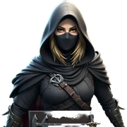 mysterious warrior in hooded cloak sticker