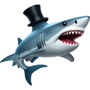 Shark with a top hat sticker