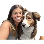 happy girl with dog outdoors sticker
