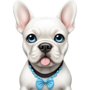 White French bulldog with blue eyes in a black dress sticker